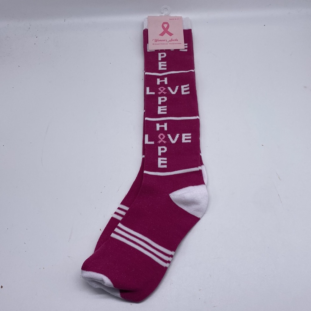 Breast Womens Cancer Awareness Socks Size 9-11 NWT